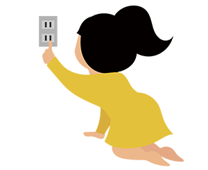 子供のやけど(熱傷):電気コードや電源のソケットに注意する